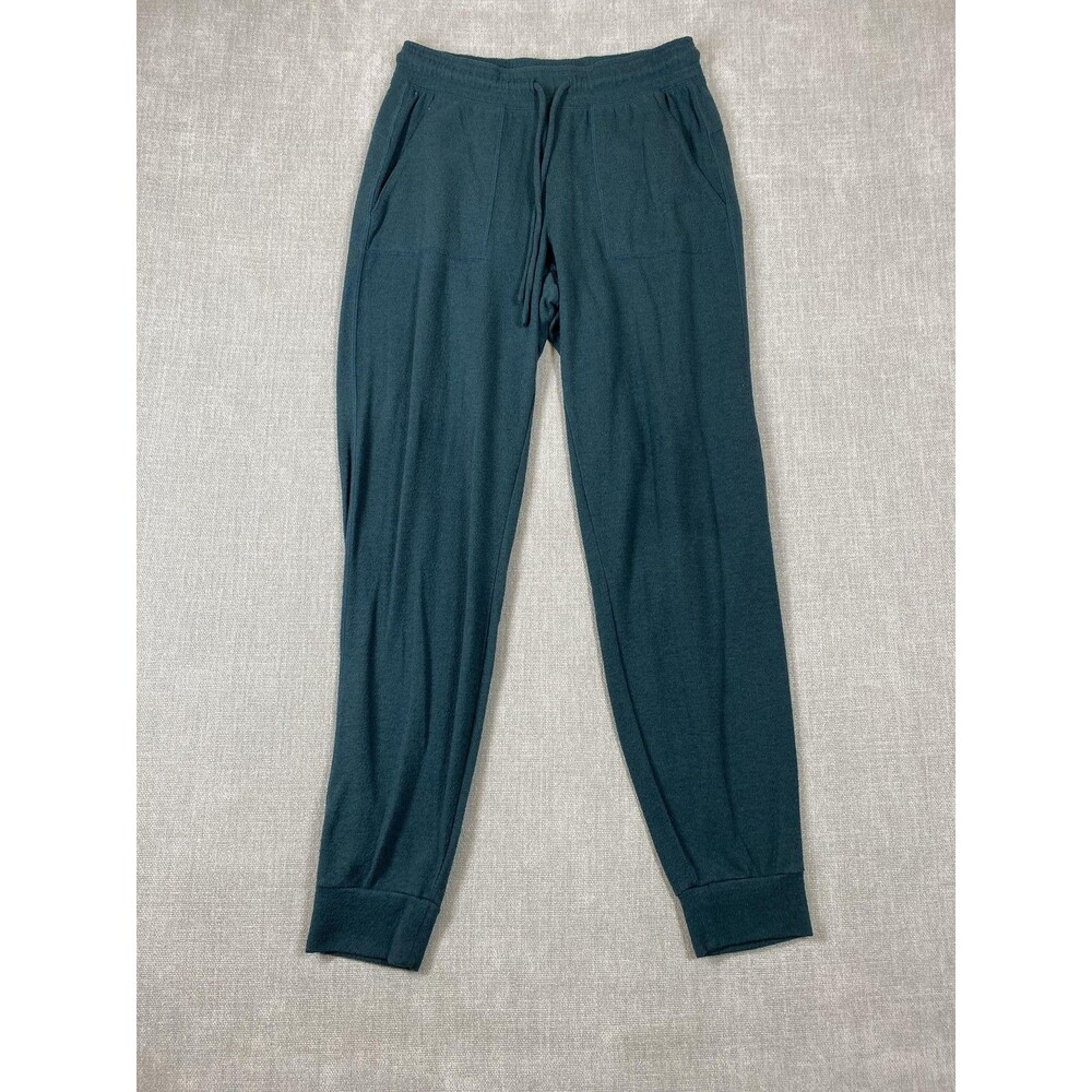 Alo Yoga Soho Sweatpants Womens Medium Green Knit Joggers Elastic Pockets Lounge